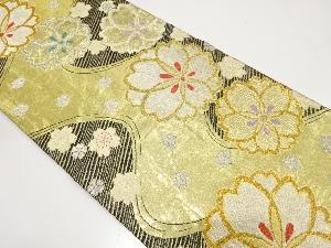 流水に八重桜模様織り出し　振袖用袋帯